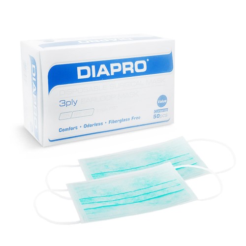 Masker Diapro 3 Ply Earloop Green 50 pcs